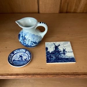 Vintage Handpainted Delft Set